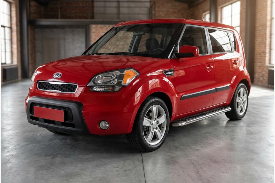 Kia Soul I 2008-2013 рр. Бокові пороги Maydos V1 (2 шт., Алюміній ↗ нерж) Image
