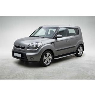 Бокові пороги Tayga Grey (2 шт., алюміній) Kia Soul I 2008-2013 рр. фото 1