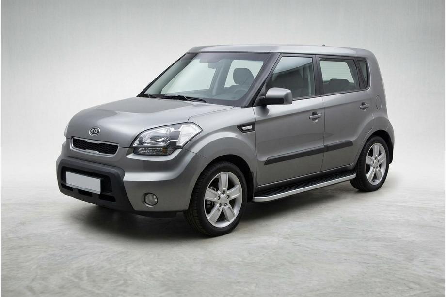 Kia Soul I 2008-2013 рр. Бокові пороги Tayga Grey (2 шт., алюміній) Image
