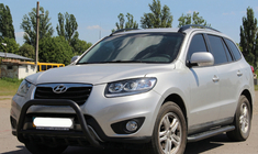 Hyundai Santa Fe 2 2006-2012 рр. Кенгурятник WT003 Black (нерж.) фото 4