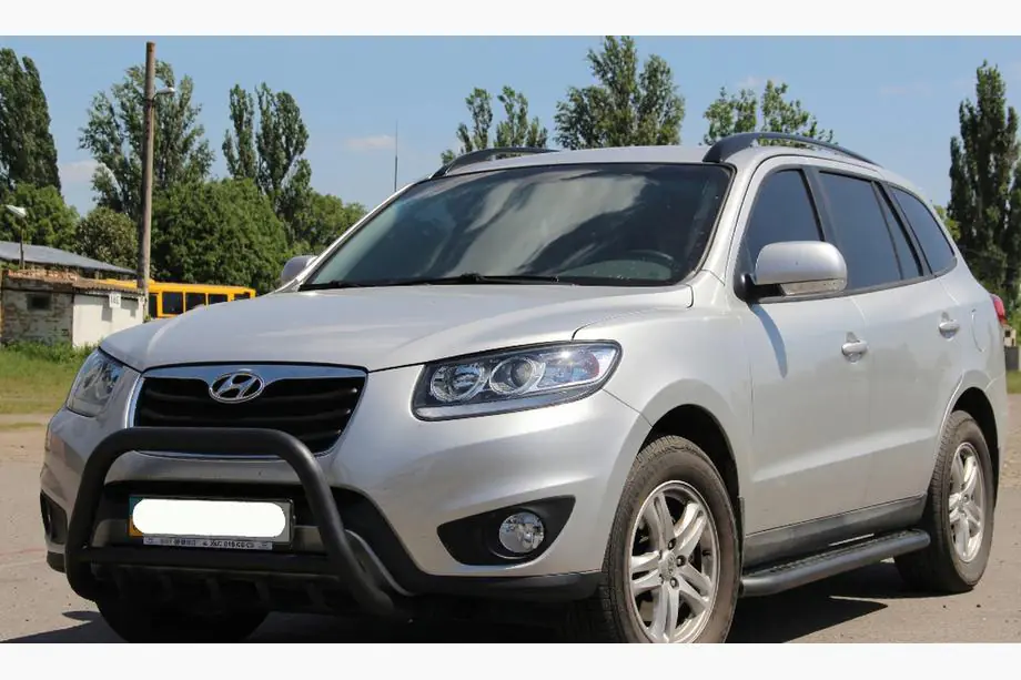 Hyundai Santa Fe 2 2006-2012 рр. Кенгурятник WT003 Black (нерж.) Фото 4