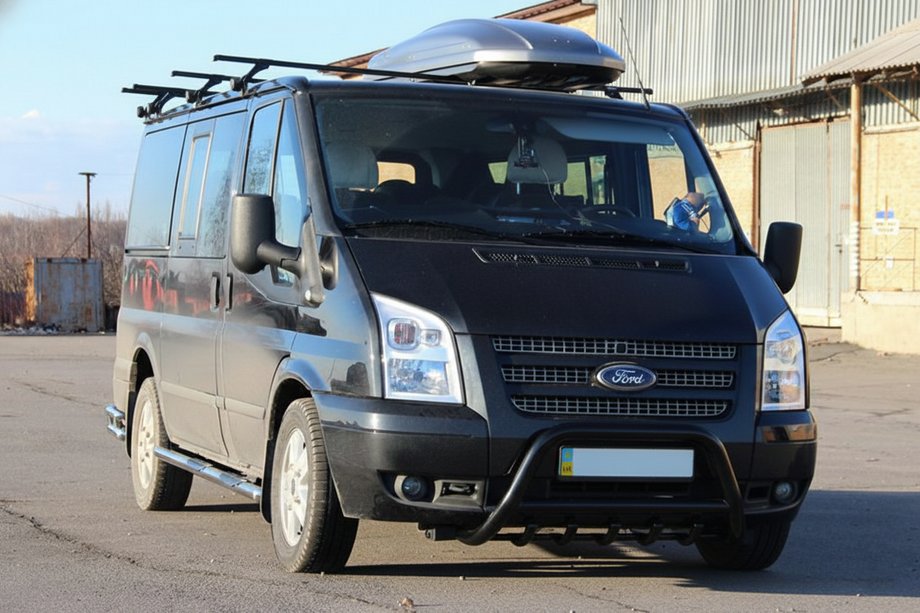 Ford Transit 2000-2014 рр. Кенгурятник WT003 Black (2006-2014, нерж.) Image