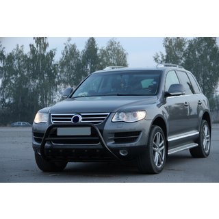 Кенгурятник WT003 Black Special (нерж) Volkswagen Touareg 2002-2010 рр. фото 4