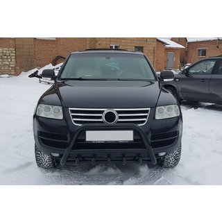 Кенгурятник WT003 Black Special (нерж) Volkswagen Touareg 2002-2010 рр. фото 1