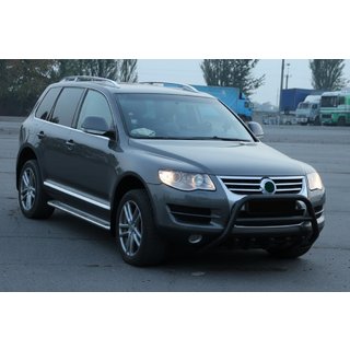 Кенгурятник WT003 Black Special (нерж) Volkswagen Touareg 2002-2010 рр. фото 3