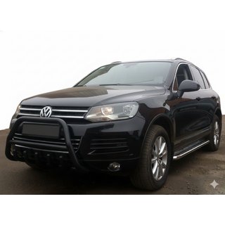 Кенгурятник WT003 Black (нерж) Volkswagen Touareg 2010-2018 рр. фото 3