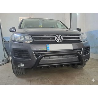 Кенгурятник WT003 Black (нерж) Volkswagen Touareg 2010-2018 рр. фото 4