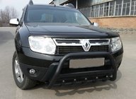 Renault Duster 2008-2017 рр. Кенгурятник з написом WT004 Black (нерж.) фото 1