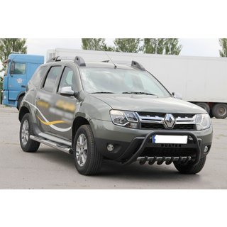 Кенгурятник з написом WT004 Black (нерж.) Renault Duster 2008-2017 рр. фото 2