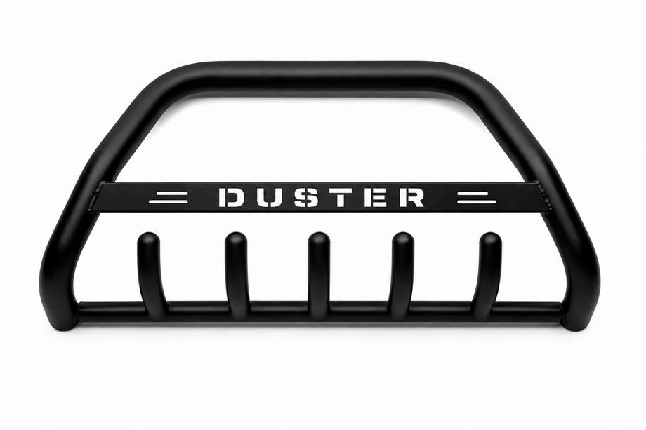 Renault Duster 2008-2017 рр. Кенгурятник з написом WT004 Black (нерж.) Фото 3