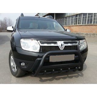 Кенгурятник з написом WT004 Black (нерж.) Dacia Duster 2008-2018 рр. фото 1