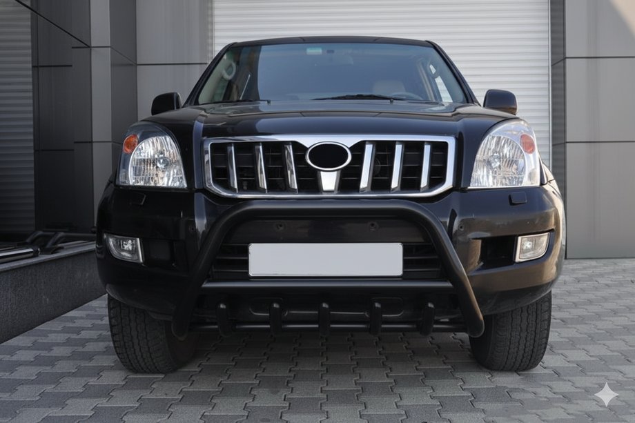 Toyota Land Cruiser Prado 120 2002-2009 рр. Кенгурятник низький WT003 Black (нерж) Фото 4