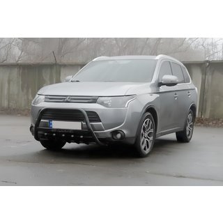 Кенгурятник WT004 Black (нерж.) Mitsubishi Outlander 2012-2021 рр. фото 4