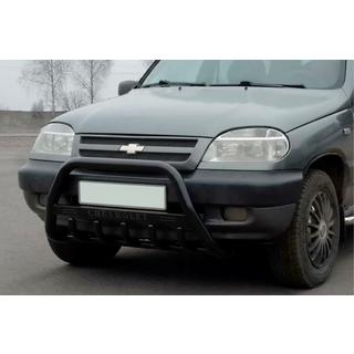 Кенгурятник WT004 Black (нерж) Chevrolet Niva 1998-2020 рр. фото 1
