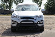 Hyundai Santa Fe 3 2012-2018 рр. Передня дуга WT003 Black (нерж.) фото 3