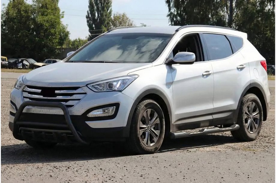 Hyundai Santa Fe 3 2012-2018 рр. Передня дуга WT003 Black (нерж.) Image