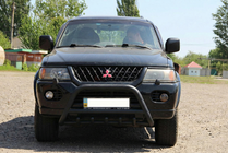 Mitsubishi Pajero Sport 1996-2007 рр. Кенгурятник WT003 Black (нерж) фото 4