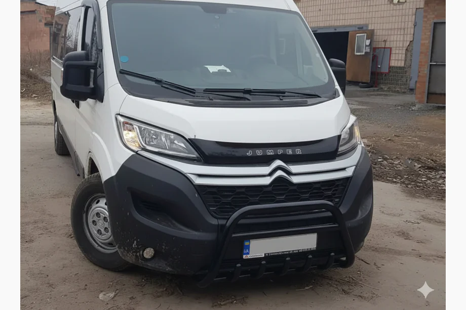 Fiat Ducato 2006-2025 рр. Передня дуга WT003 Black (нерж.)