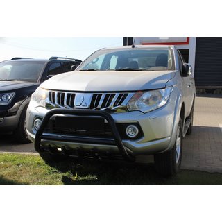 Кенгурятник WT003 Black (нерж) Mitsubishi L200 2015-2024 рр. фото 1
