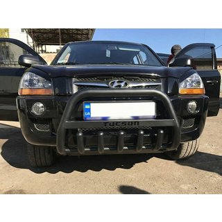 Кенгурятник WT004 Black (нерж.) Hyundai Tucson JM 2004- рр. фото 2