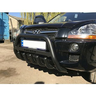 Кенгурятник WT004 Black (нерж.) Hyundai Tucson JM 2004- рр. фото 1