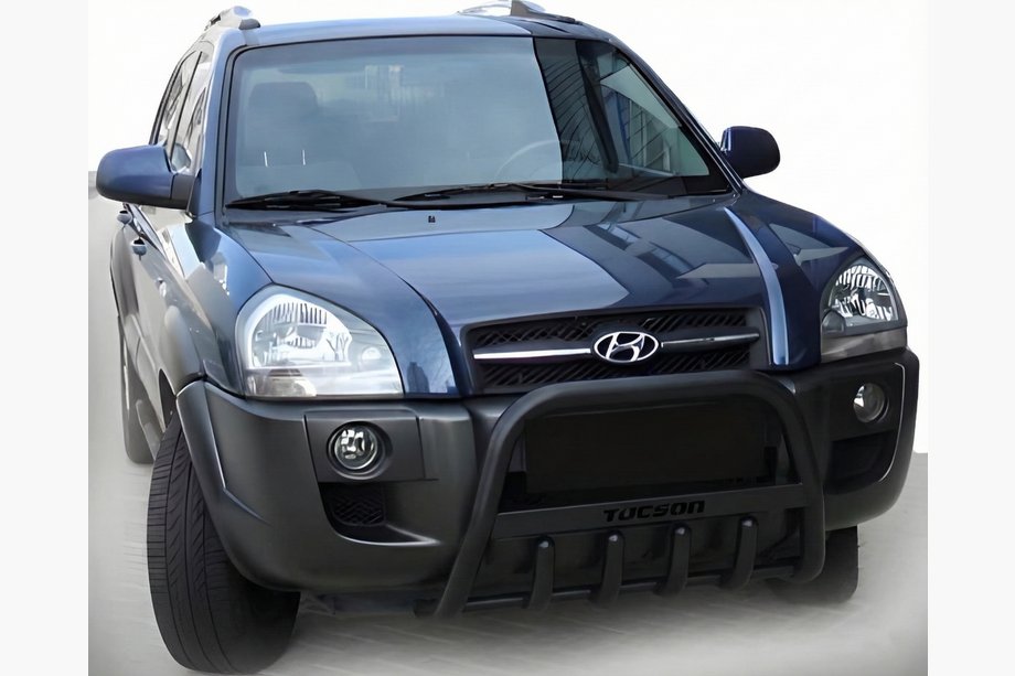 Hyundai Tucson JM 2004- рр. Кенгурятник WT004 Black (нерж.) Фото 3