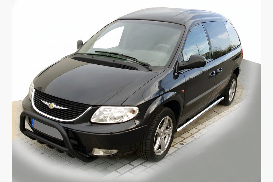 Chrysler Voyager 2001-2007 рр. Передня дуга WT003 Black (нерж.) Image