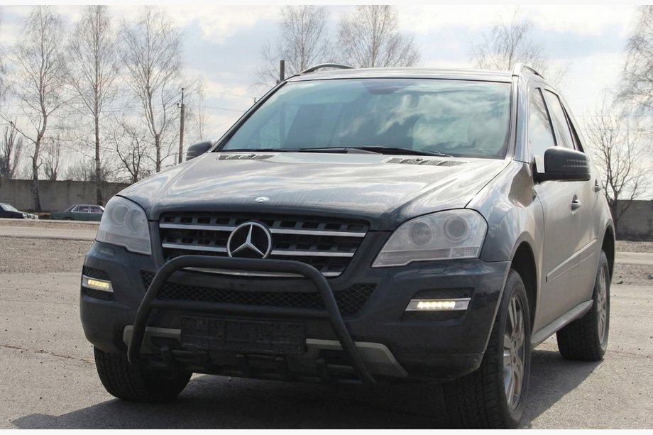 Mercedes ML W164 2005-2011 рр. Кенгурятник WT003 Black (нерж.) Фото 4