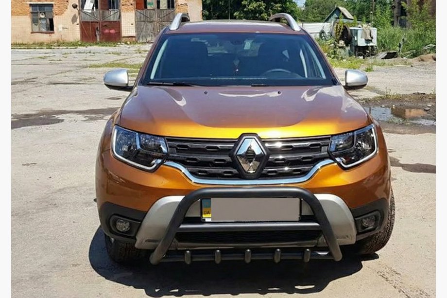 Renault Duster 2018-2024 рр. Кенгурятник без напису WT003 Black (нерж.) Фото 6