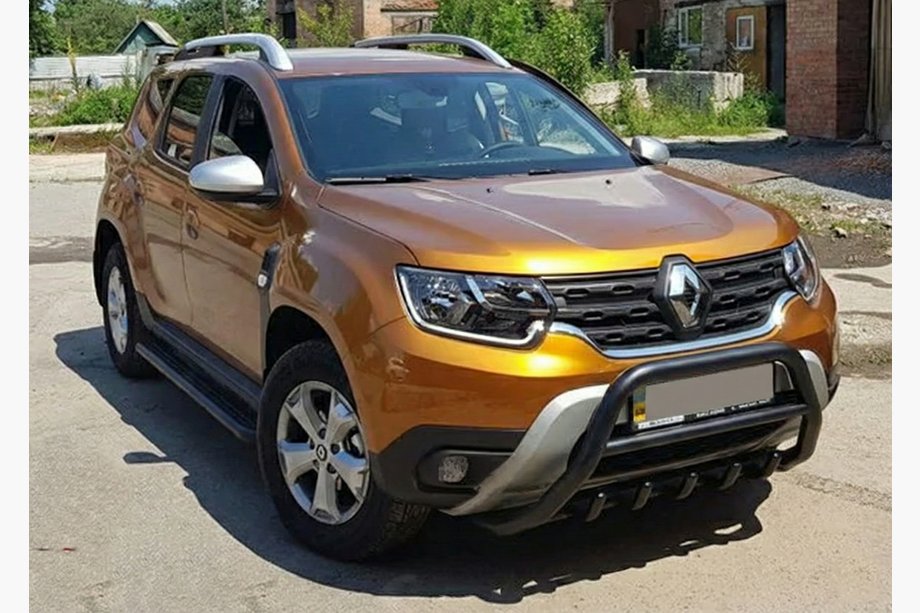 Renault Duster 2018-2024 рр. Кенгурятник без напису WT003 Black (нерж.) Фото 5