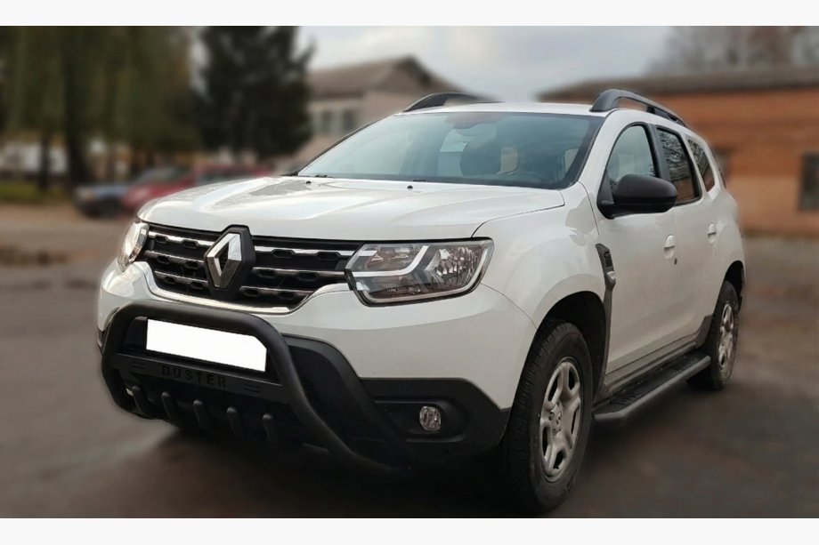 Renault Duster 2018-2024 рр. Кенгурятник з написом WT004 Black (нерж.) Фото 1