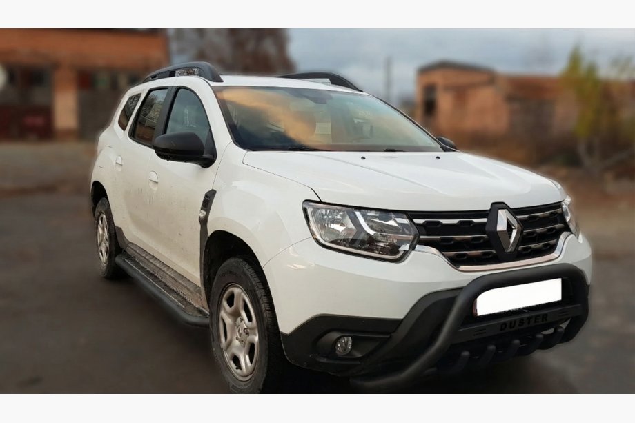 Dacia Duster 2018-2024 рр. Кенгурятник з написом WT004 Black (нерж.) Фото 4