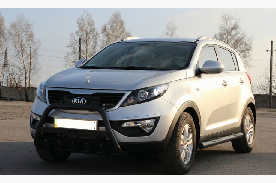 Kia Sportage 2010-2015 рр. Кенгурятник WT004 Black (нерж) Фото 1