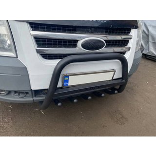 Кенгурятник WT004 Black (нерж) Ford Transit 2000-2014 рр. фото 2