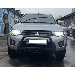 Кенгурятник WT004 Black (нерж) Mitsubishi L200 2006-2015 рр. фото 1