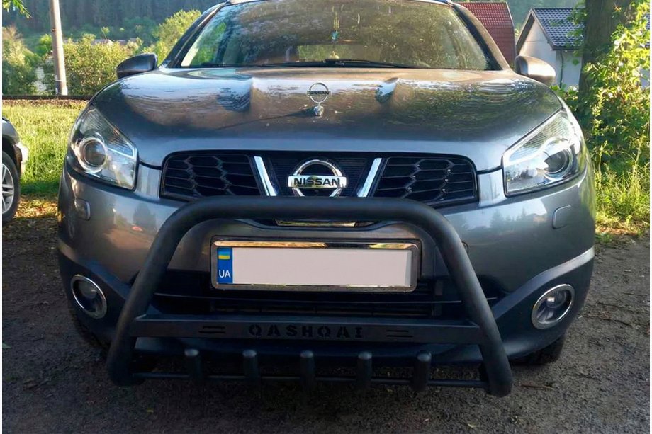 Nissan Qashqai 2007-2010 рр. Кенгурятник WT004 Black (нерж) Фото 1