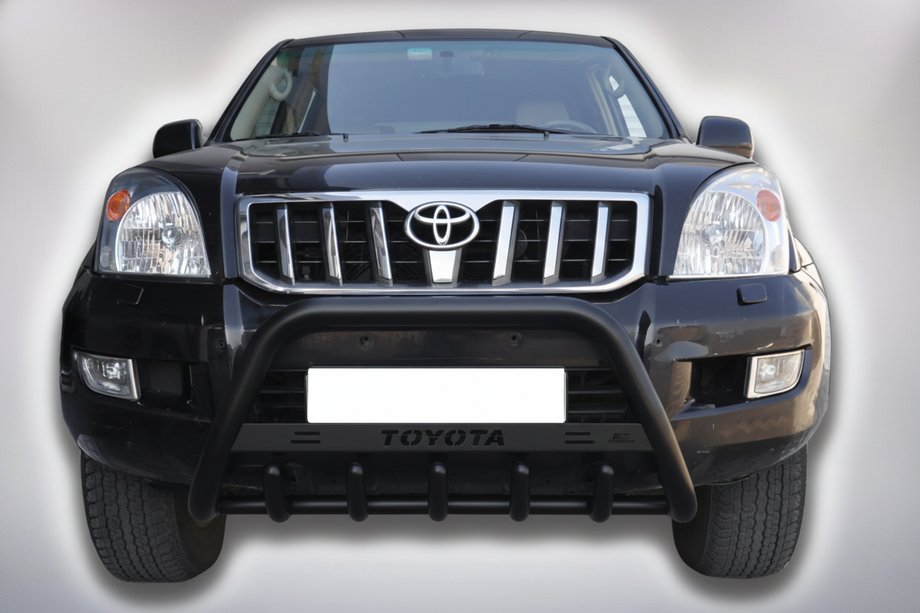 Toyota Land Cruiser Prado 120 2002-2009 рр. Кенгурятник WT004 Black (нерж) Фото 1