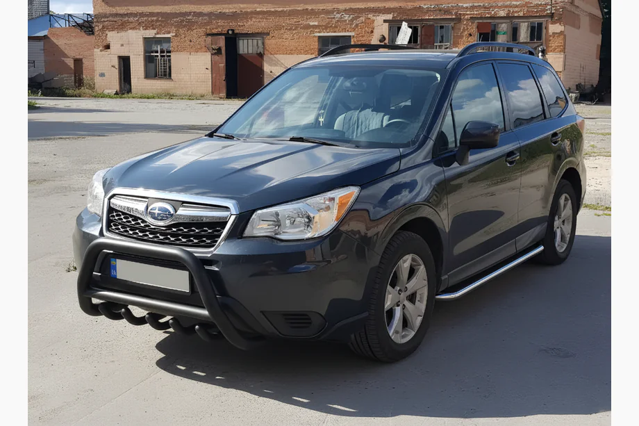 Subaru Forester 2013-2018 рр. Кенгурятник WT003 Black (нерж)