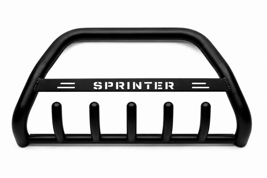 Mercedes Sprinter W907/W910 2018- рр. Кенгурятник WT004 Black (нерж) Image