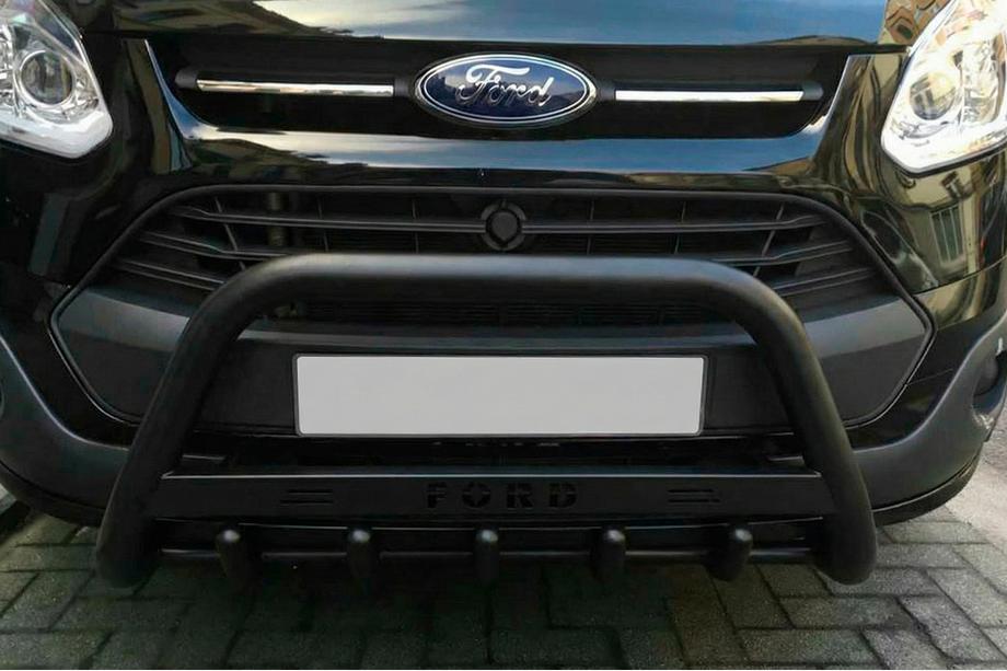 Ford Custom 2013-2022 рр. Кенгурятник WT004 Black (нерж) Image