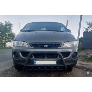Кенгурятник WT003 Black (нерж) Hyundai H200, H1, Starex 1998-2007 рр. фото 1