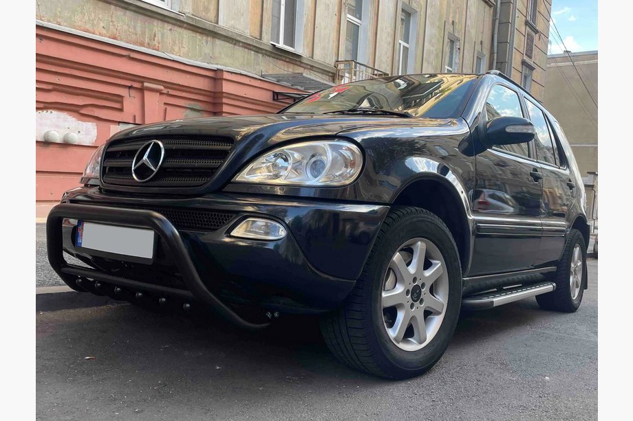 Mercedes ML W163 1997-2005 рр. Кенгурятник WT003 Black (нерж.) Фото 4