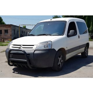 Кенгурятник WT003 Black (нерж) Peugeot Partner 1996-2008 рр. фото 1