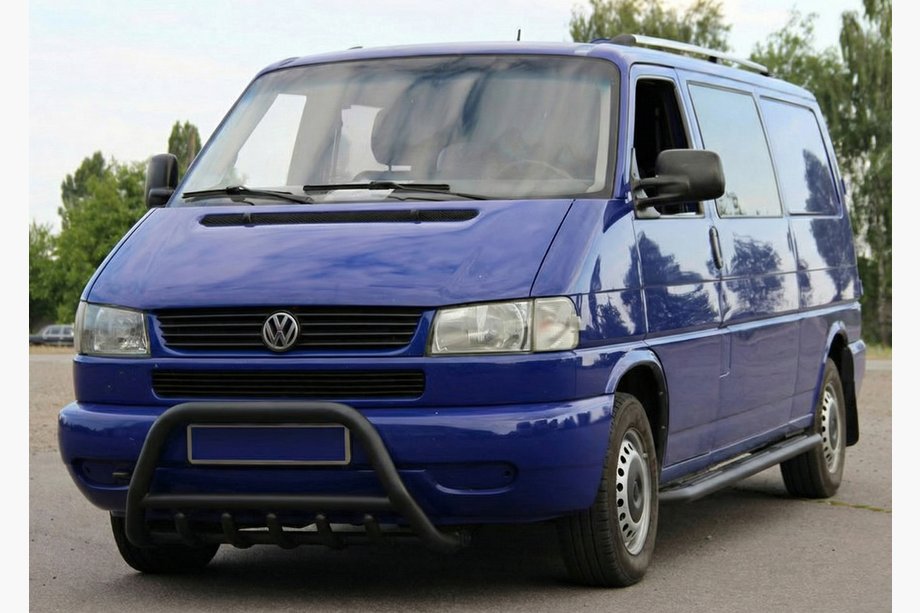 Volkswagen T4 Caravelle/Multivan 1990-2003 рр. Кенгурятник WT003 Black (нерж) Фото 6