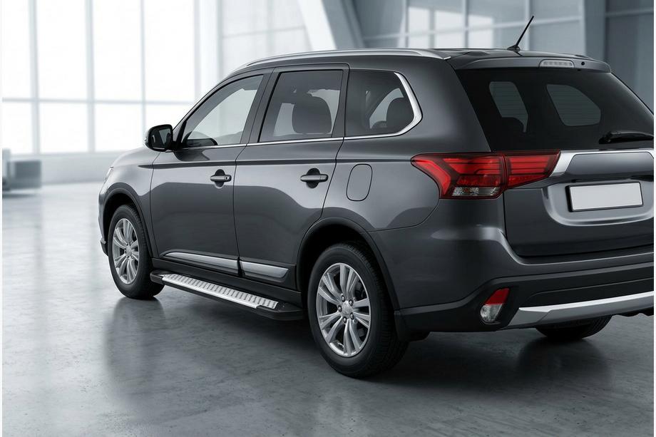Mitsubishi Outlander 2012-2021 рр. Бокові пороги Allmond Grey (2 шт., алюм.) Фото 1