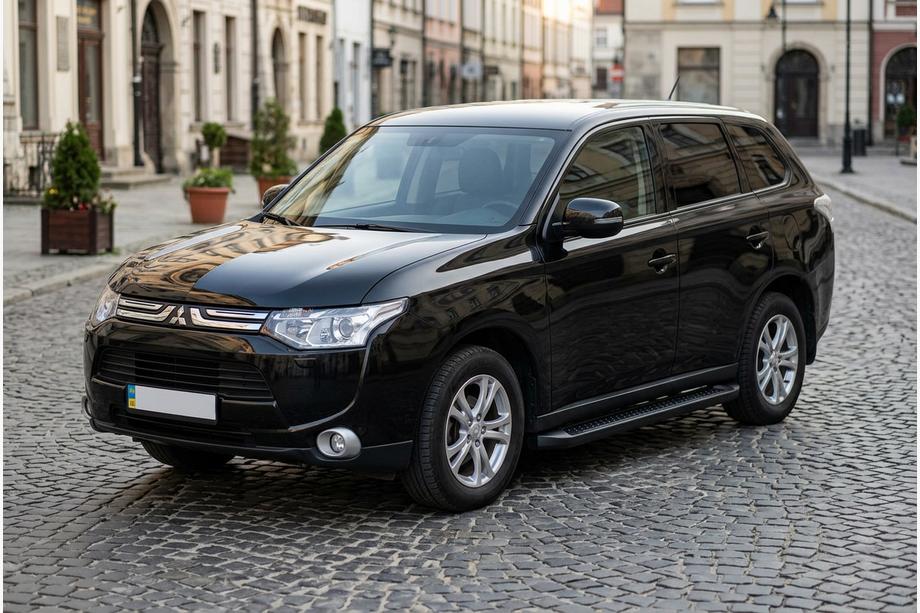 Mitsubishi Outlander 2012-2021 рр. Бокові пороги Allmond Black (2 шт., Алюміній) Фото 1