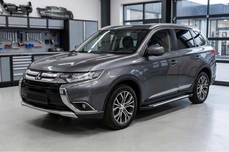 Mitsubishi Outlander 2012-2021 рр. Бокові пороги Line (2 шт., Алюміній) Image