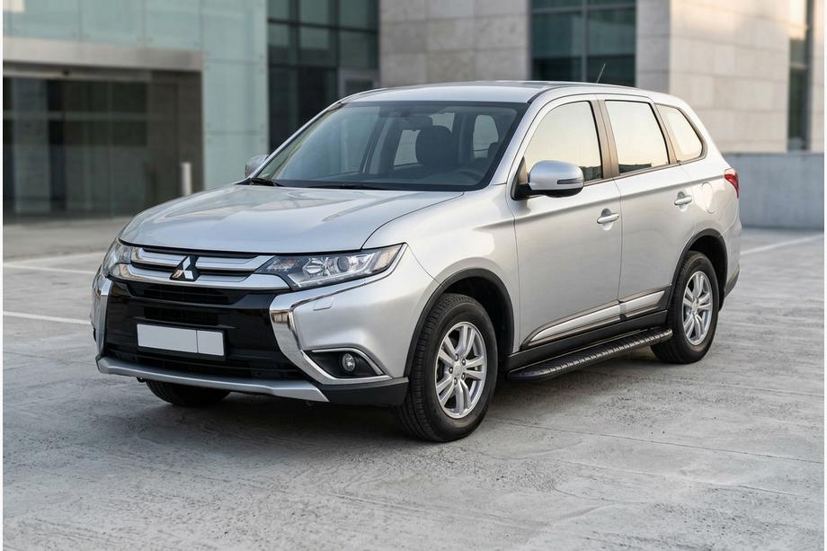 Mitsubishi Outlander 2012-2021 рр. Бокові пороги Bosphorus Black (2 шт., Алюміній) Фото 1