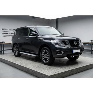 Бокові пороги Allmond Grey (2 шт., алюміній) Nissan Patrol Y62 2010-2024 рр. фото 1