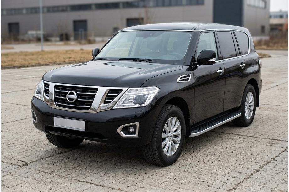 Nissan Patrol Y62 2010-2024 рр. Бокові пороги Tayga Grey (2 шт., алюміній) Фото 1